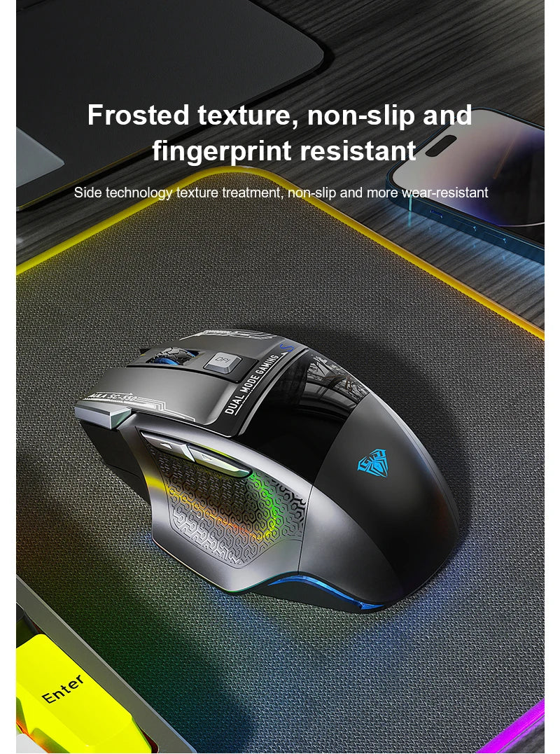 Ratón gaming AULA SC550 2.4G inalámbrico con macro, retroiluminación RGB, diseño ergonómico, ratón e-sports, accesorios para PC