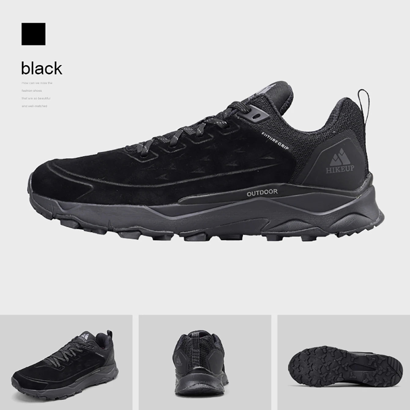 HIKEUP Latest Men's Hiking Shoes, Wear-Resistant Non-Slip Outdoor Sneakers, Rock Climbing Trekking Hunting Men Sports Suede Leather