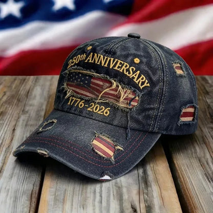 1pc United States 250th Anniversary Baseball Caps for Women,Washed Retro Design,Handmade Embroidery Hat for Parties,Adjustable