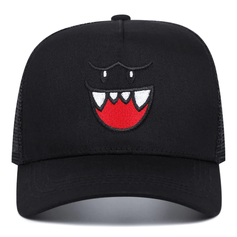 Happy face women men outdoors  baseball cap Summer shading breathability Hip hop mesh cap trucker hat