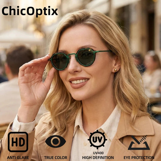 ChicOptix Fashionable Retro Acetate and Metal Sunglasses Unisex Luxury Brand Designer Style UV400 UV Protection Outdoor Casual