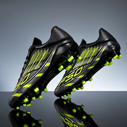 Chaussures de football AG FG pour adultes, tissu PU doux et agréable pour la peau, semelle extérieure antidérapante en TPU, résistantes à l'usure, pour les matchs sur gazon du week-end