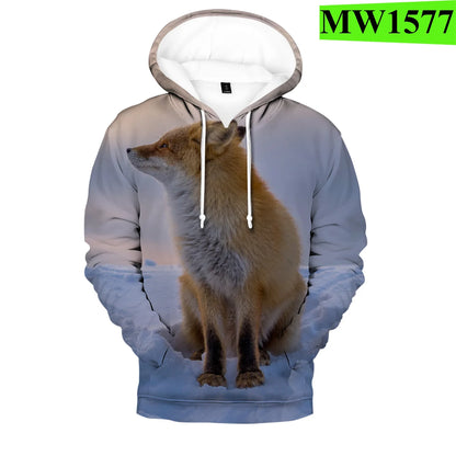 Beliebte Hip-Hop-Novelty-Hoodies und Sweatshirts mit komfortablem Fox-3D-Print für Herren/Damen und Erwachsene/Kinder, lässige Pullover