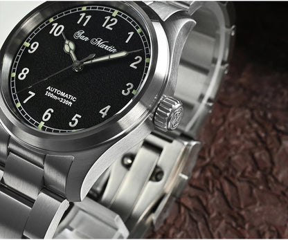San Martin Simple Men's Watch 37mm Pilot Miyota 8215 Classic Military Explore Automatic Mechanical Watches Waterproof 100m