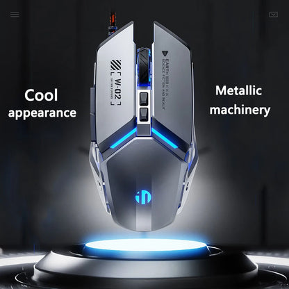 Inphic W2 2. Generation USB-kabelgebundene Gaming-Maus mit Silent Click, Metall-Style, 6-Tasten-Makroprogrammierung, 8800DPI