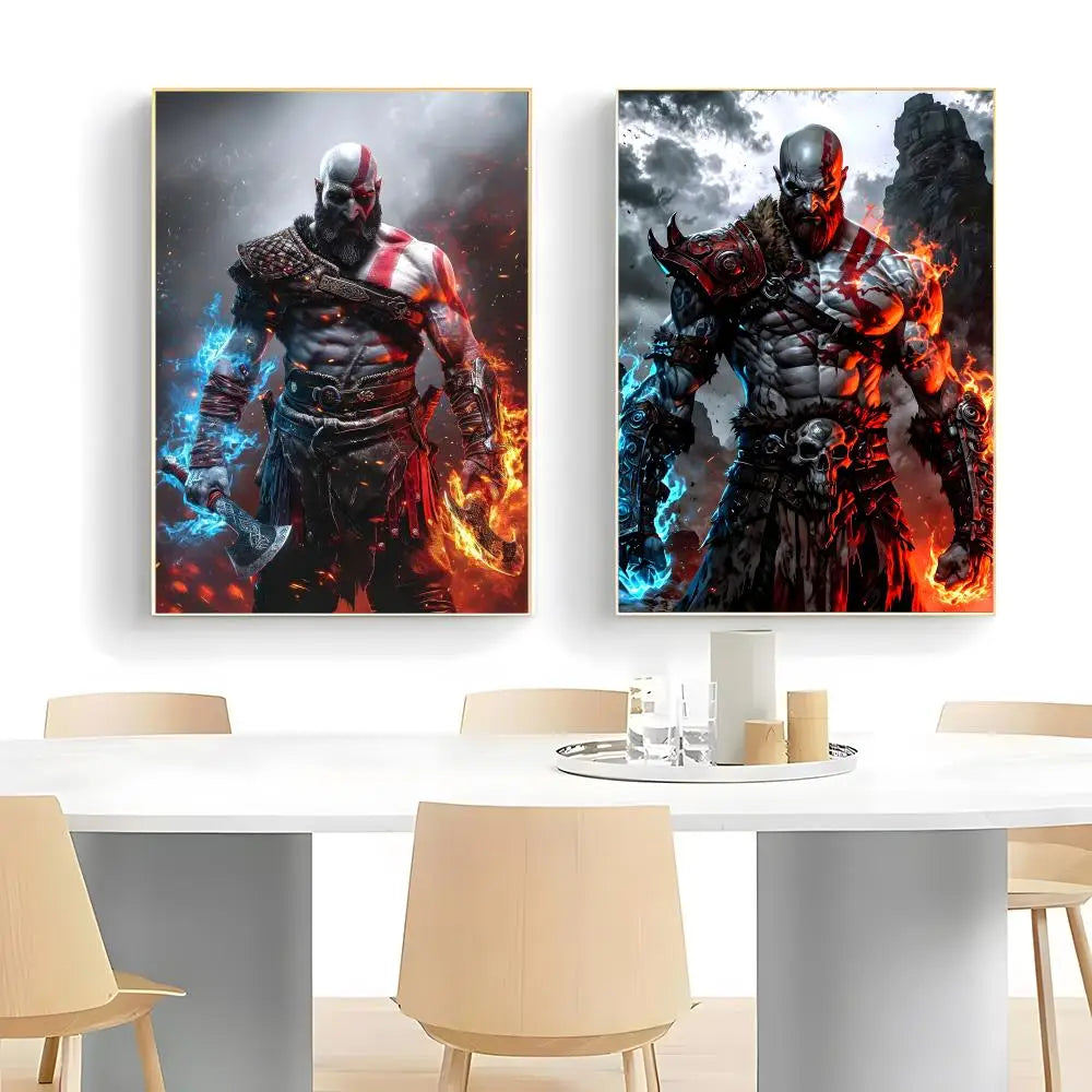 Dark Fantasy G-God of War Poster  Self-adhesive Art Waterproof Paper Sticker Coffee House Bar Room Wall Decor