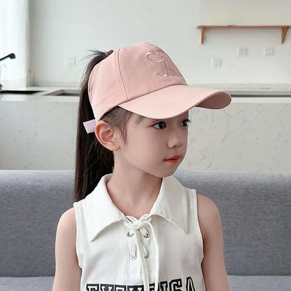 Fashion Kids Baseball Caps for Boys Girls Sun Hat Hollow High Ponytail Caps Children Sunshade Baseball Caps for age 4-12 Years
