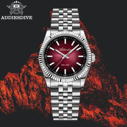ADDIESDIVE Neue Herrenuhr AD2073, Saphirglas, 36mm, VH31 Sunburst Quarzuhr, 10Bar wasserdichte Taucheruhr, leuchtende Armbanduhr