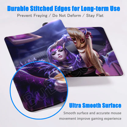 Tapete de rato gaming Overwatch Anime Girl grande XXL com impressão HD, base para teclado de computador, portátil e escritório, tapete de secretária em borracha macia 900x400 MM