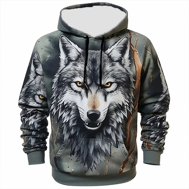 Felpe con cappuccio 3D Print Animal Wolf da uomo e donna, moda autunnale streetwear oversize, pullover Y2K unisex