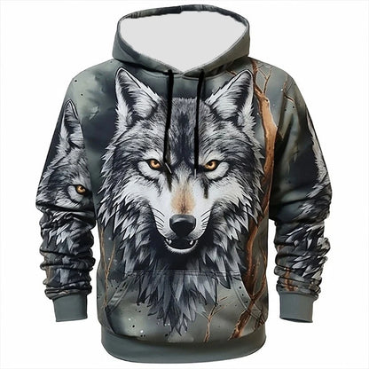 Felpe con cappuccio 3D Print Animal Wolf da uomo e donna, moda autunnale streetwear oversize, pullover Y2K unisex
