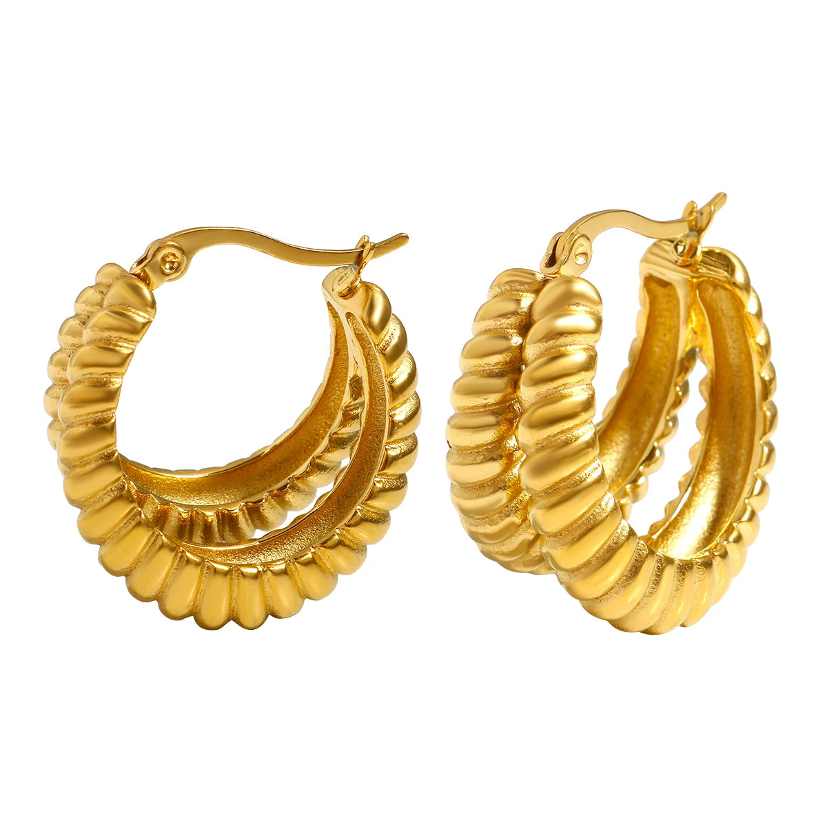 Hoop Earrings for Women Trendy Golden Stainless Steel Earring Jewelry New