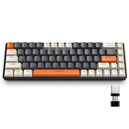 Teclado Mecânico Sem Fios RK68 60%, Bluetooth 5.0/2.4GHz com Recetor 2 em 1 de Modo Duplo, Teclado Gaming Hot-Swappable de 68 Teclas