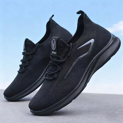 Baskets légères et respirantes en tricot pour hommes, chaussures d'entraînement antidérapantes pour la course à pied, basket-ball, chaussures de sport noires et blanches, semelle en PU