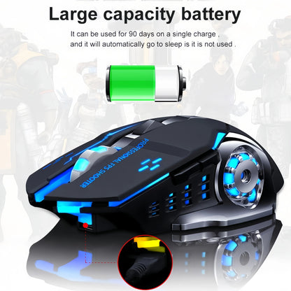 Wiederaufladbare kabellose Gaming-Maus – leise Bluetooth/USB-Verbindung, RGB-Hintergrundbeleuchtung, E-Sports für PC