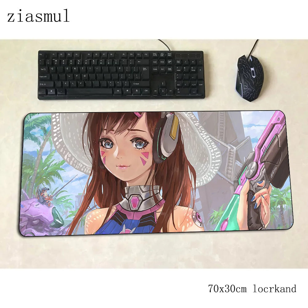 Tapete de rato gamer D.Va 70x30cm XL, tapete gaming para PC e notebook, tapete de secretária bonito, presentes de Natal para gamers, tapete para jogos e gamepad