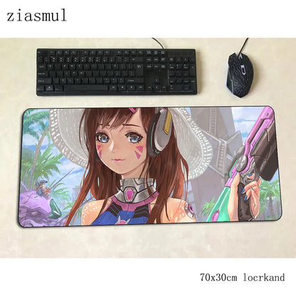 Tapete de rato gamer D.Va 70x30cm XL, tapete gaming para PC e notebook, tapete de secretária bonito, presentes de Natal para gamers, tapete para jogos e gamepad