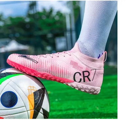 Kinder-Fußballschuhe mit Zehenschutz gegen Stöße, Schnürverschluss, kurzen rutschfesten Stollen, strapazierfähig und atmungsaktiv, für Outdoor-Spiele auf Rasen