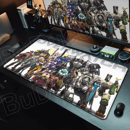 Tapete de rato gaming Overwatch Anime Girl grande XXL com impressão HD, base para teclado de computador, portátil e escritório, tapete de secretária em borracha macia 900x400 MM