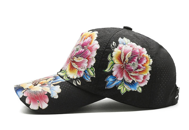 Summer Quick Dry Baseball Cap Men's and Women's Flower Sun Hats Printed Chinese Style Floral Sun Hats Outdoor Hats