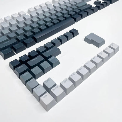 RGB-Gamer-Tastenkappen mit Farbverlauf-Hintergrundbeleuchtung für mechanische Tastaturen mit MX-Switches, OEM-Profil, PBT-Keycaps, Weiß/Blau, ISO-Layout, DIY-Tastenkappen