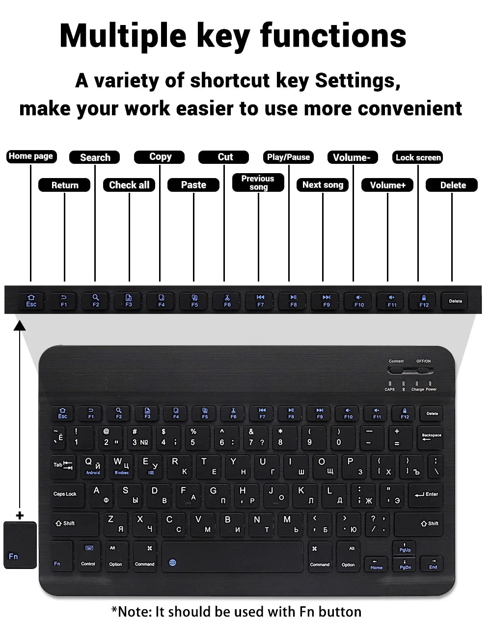 Mini-Bluetooth-Tastatur RGB kabellose Tastatur 10 Zoll beleuchtete Tastatur mit Hintergrundbeleuchtung Touchpad-Tastatur für iOS Android Windows iPad