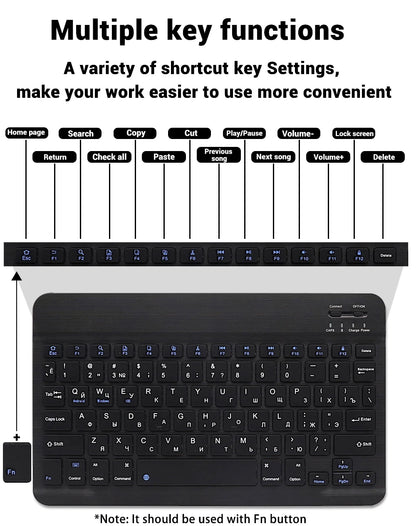 Mini-Bluetooth-Tastatur RGB kabellose Tastatur 10 Zoll beleuchtete Tastatur mit Hintergrundbeleuchtung Touchpad-Tastatur für iOS Android Windows iPad