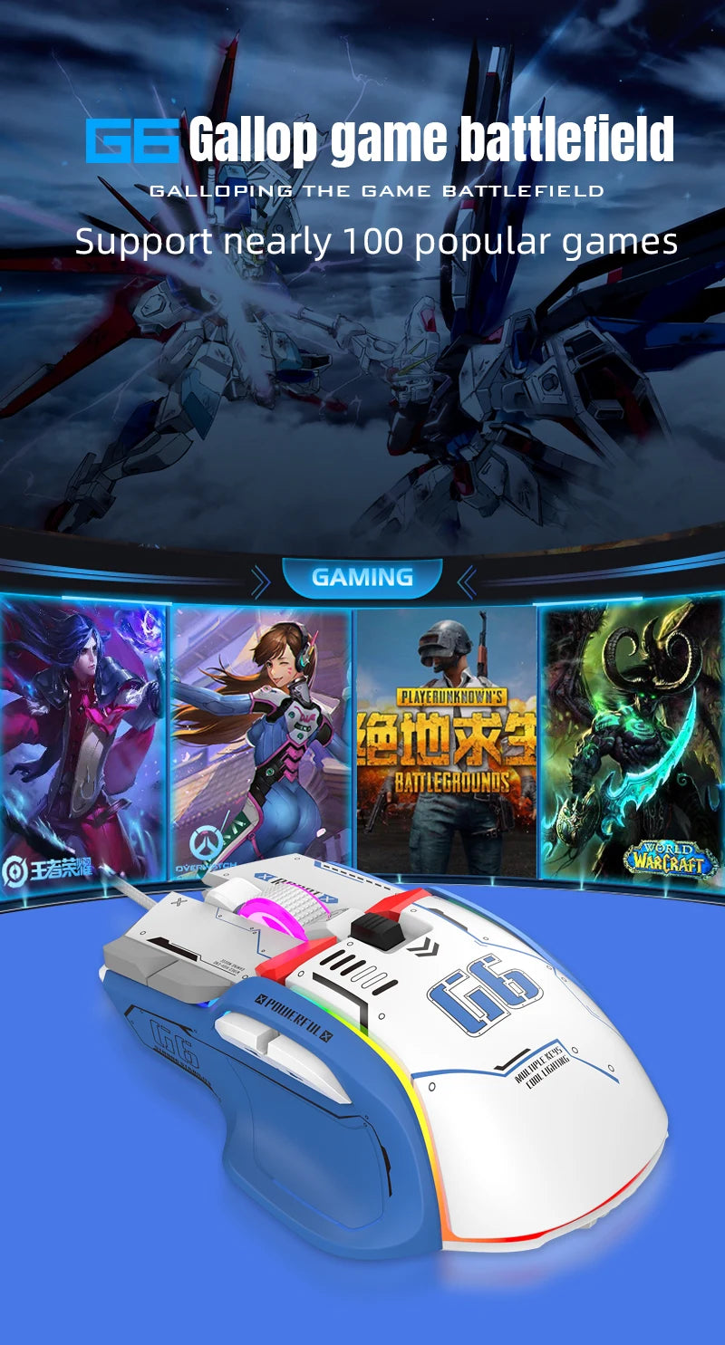 Mouse gaming cablato programmabile di fascia alta 12800dpi 12 tasti RGB per Windows IOS Home Office Laptop PC