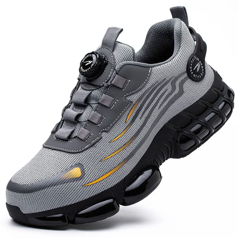 Chaussures de sécurité pour hommes et femmes, baskets de travail protectrices, bottes de sécurité verdes, chaussures Parker en acier à coussin d'air, perforation, taille 47, 48