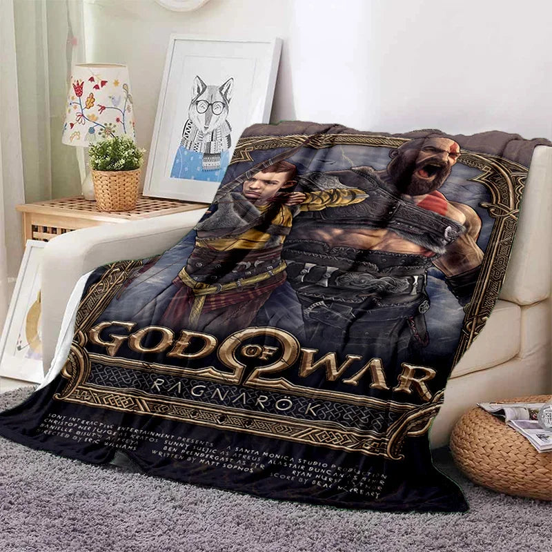 God of War Games Kratos Cartoon Soft Flannel Blanket for Beds Bedroom Sofa Picnic,Throw Blanket for Cover Outdoor Leisure Gift