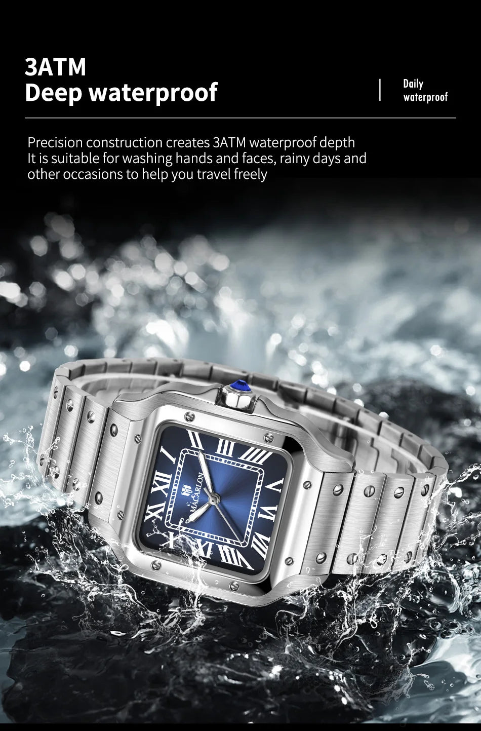 2026 New MACARLON Design 38mm Mechanical Watch Men's Sapphire Glass Luminous Stainless Steel Waterproof China NH35 Automatic Watch