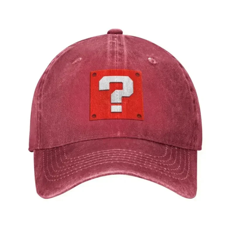 Custom Fashion Cartoom Game Question Block Baseball Cap Women Men Adjustable Unisex Cotton Dad Hat Performance Snapback Caps