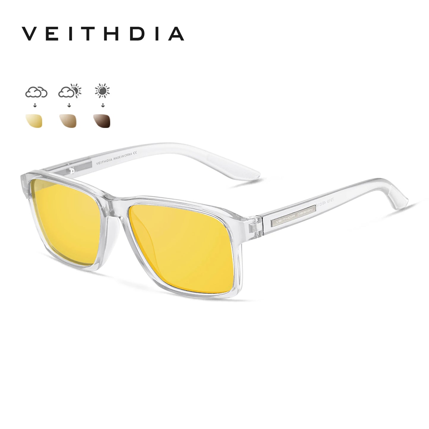 VEITHDIA Polarized UV400 Sunglasses Fashion Photochromic Gradient Mirror Lens Sports Driving Eyeglasses for Men And Women X7919