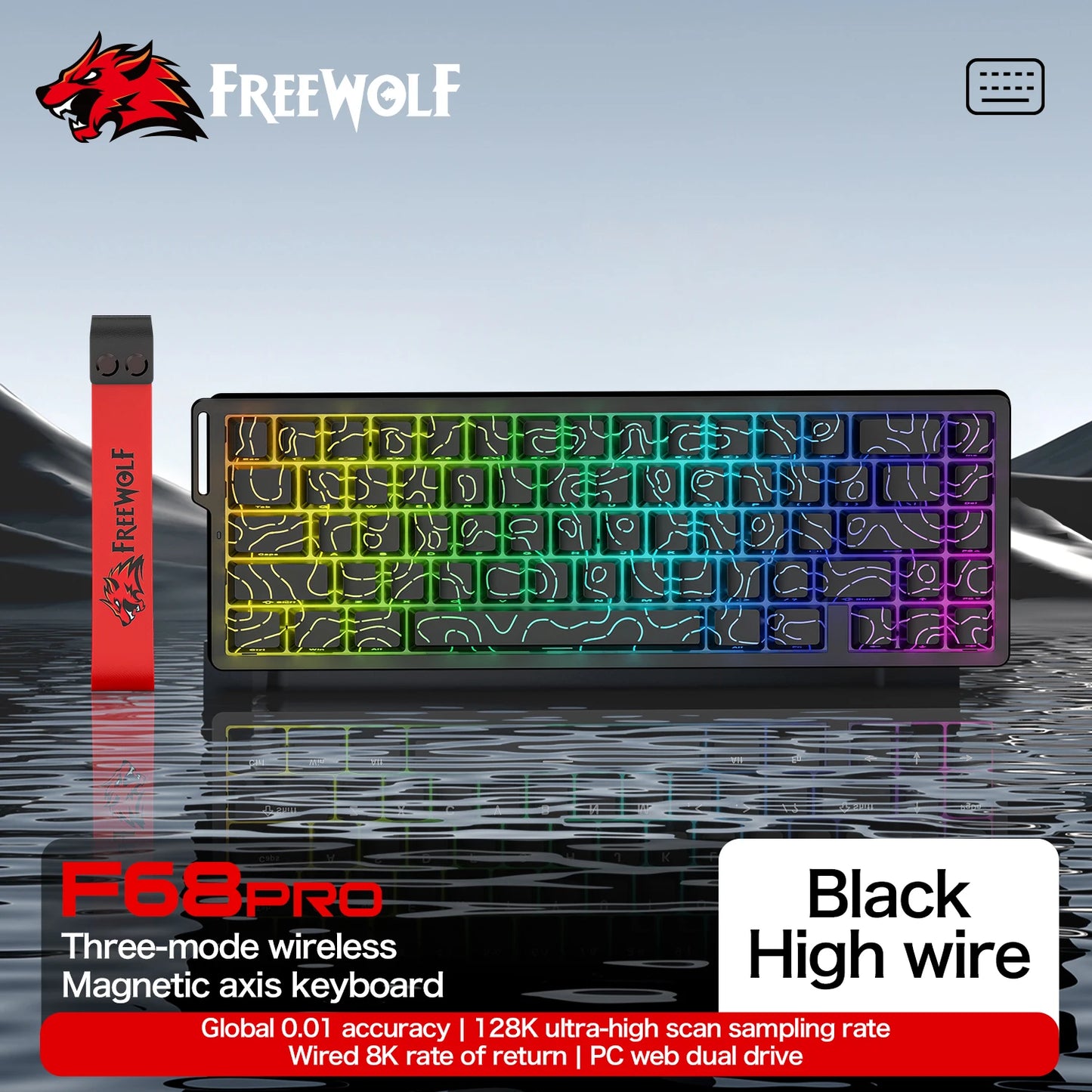 Magnetic Switch Keyboard ATTACK SHARK X68HE Wired and FREEWOLF F68 Wired F68Pro Wireless for Pro Gaming 8K Hz 0.01mm Rapid Trigg