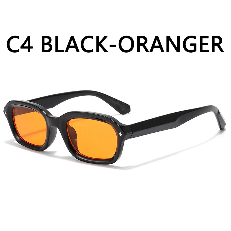 BOYSEEN Beach Sunglasses Man Summer Orange Sun Glasses UV400  Narrow frame square punk sunglasses show
