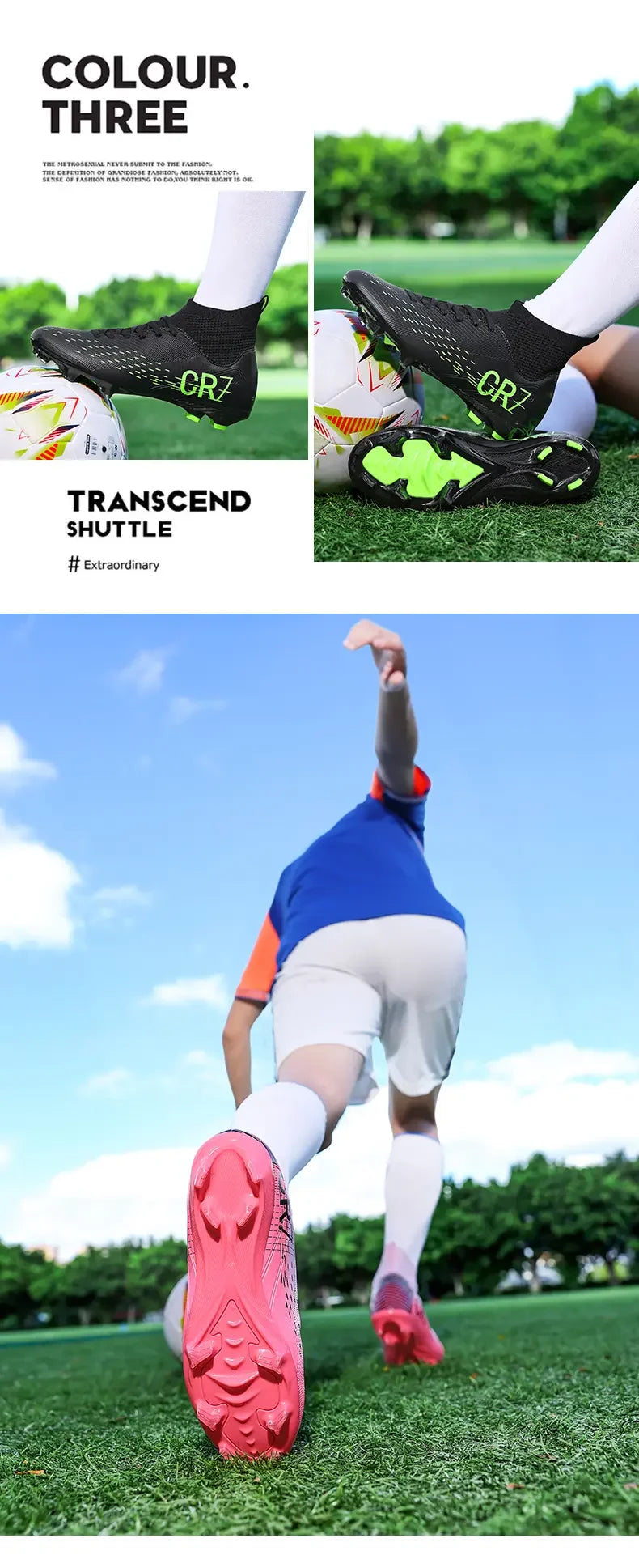 TF Long Stud Training Football Cleats Wear-Resistant Breathable Firm Ground Outdoor Match Training Sports Footwear