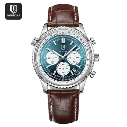 QINGXIYA Luxury Man Watch Quartz Waterproof Luminous Date Chronograph Leather Men Wristwatch Military Sports Men's Watches Reloj