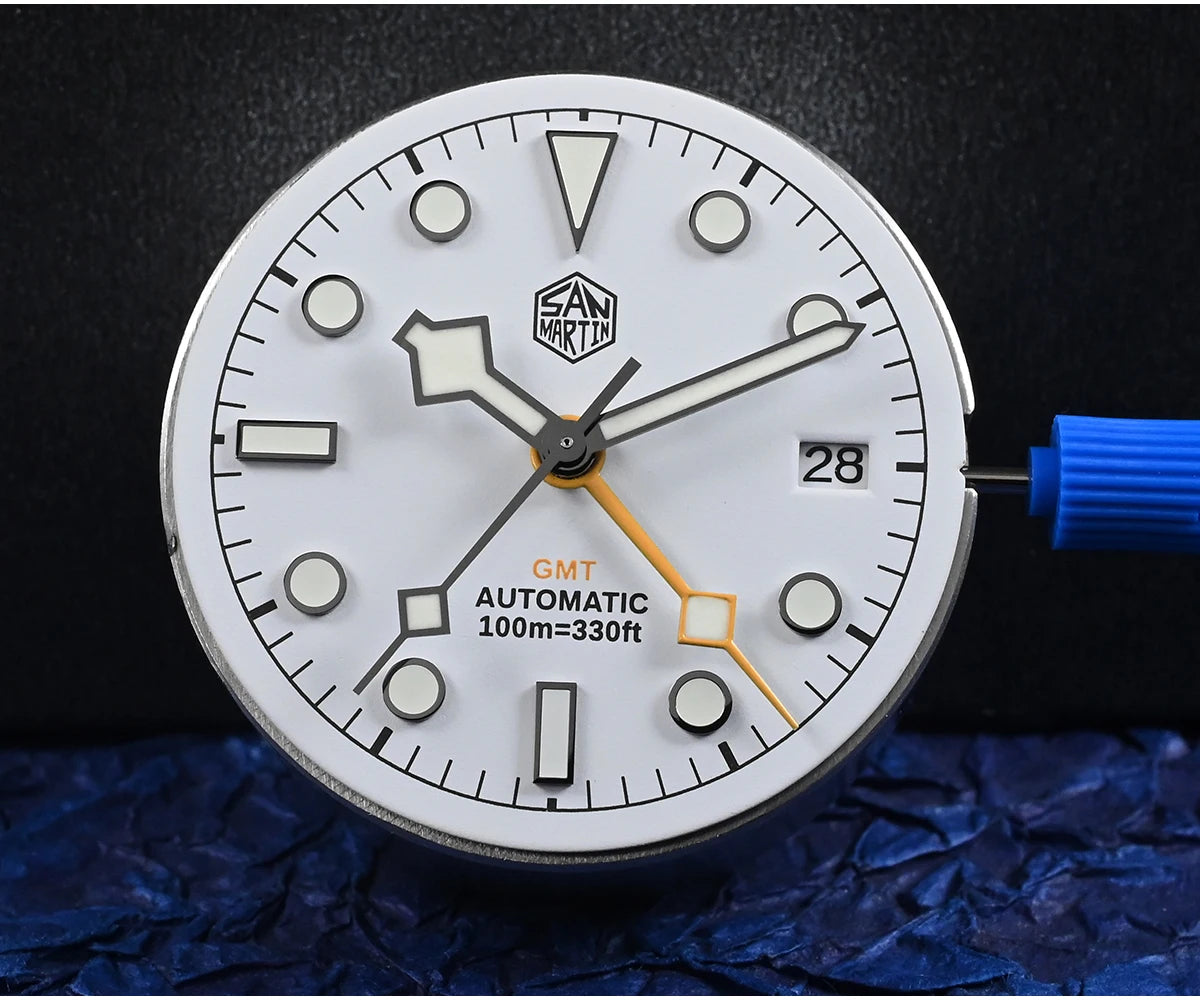 San Martin Neue 39mm NH34 BB GMT Automatikuhr, mechanische Sportuhr, Saphirglas, Leuchtanzeige, wasserdicht bis 100m, für Herren, Relogio SN0054