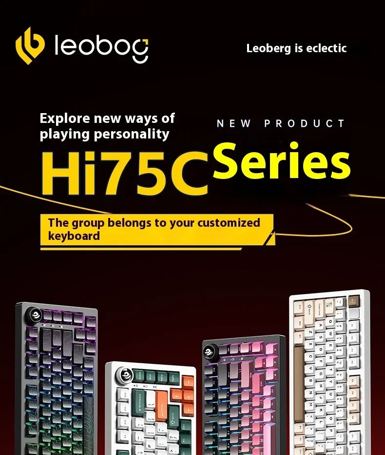 LEOBOG Hi75C Mechanical Keyboard 3Mode/Wired kit Hot Swap With Knob RGB Aluminium Alloy Gasket Hi75C Keyboard Kit PC Custom Gift