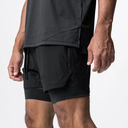 Dragon Ball Men's Shorts Double Layer 2-in-1 Pants Broly Japanese Anime Summer and Autumn Fake Two-piece Fitness Gym Sweatpants