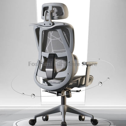 Cadeira de escritório em malha respirável para computador com apoios de braços e apoio lombar, cadeira ergonómica ajustável para secretária, casa e gaming, com encosto de cabeça