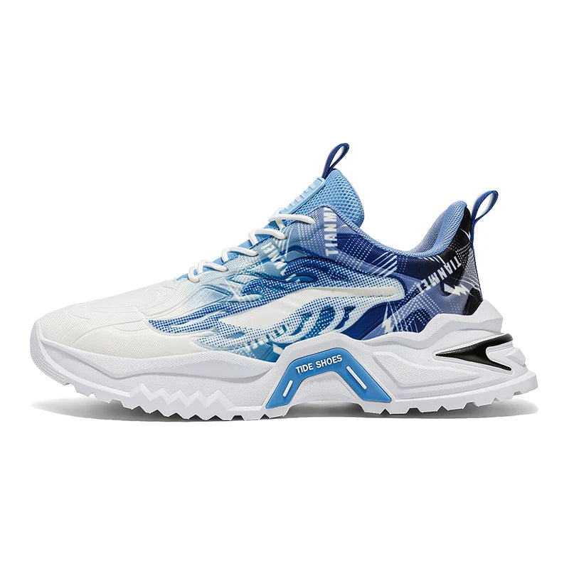 Men's Sports Shoes Fashion Lace-Up Versatile Non-Slip Thick Soled Teenagers Daily Wear Comfortable Casual Running Shoes for Men