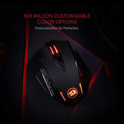 Redragon M913 Gaming-Maus, 16000 DPI, kabelgebunden und kabellos 2.4Ghz, optisch, RGB, 16 programmierbare Tasten, Schwarz/Weiß