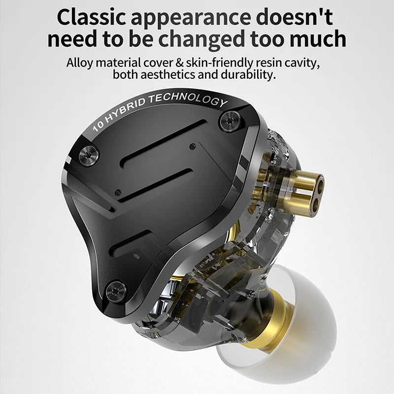 KZ ZS10 Pro X kabelgebundene In-Ear-Ohrhörer HiFi-Bass-Monitor-Earbuds mit abnehmbarem Kabel und Mikrofon