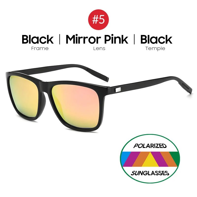 VIVIBEE Luxury Square Polarized Sunglasses Men Driving Blue Mirror Lens Classic Unisex Sun Glasses 2026 Trends Women Shades