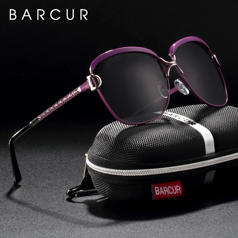 BARCUR Polarized Ladies Sunglasses Women Gradient Lens Round Sun Glasses Square Luxury Brand Oculos Lunette De Soleil Femme