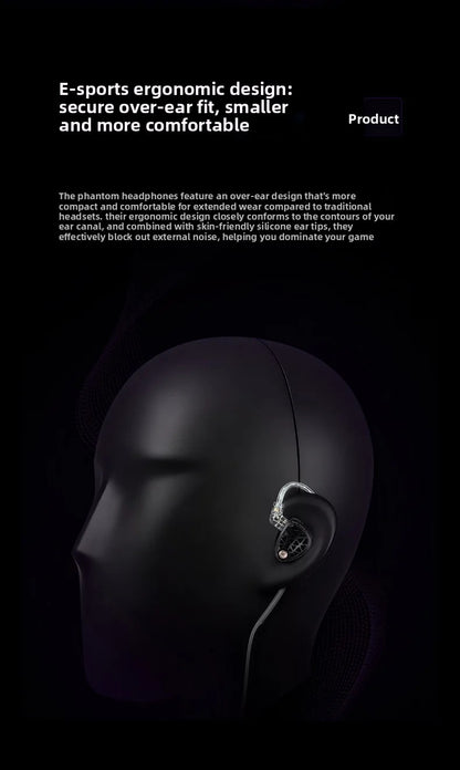 KZ Phantom HiFi Gaming Earphones – Professional Wired In-Ear Gaming Headphones with Custom Tuning Switch, DSP Sound Card, High-Fidelity Audio & Competitive Gaming Sound