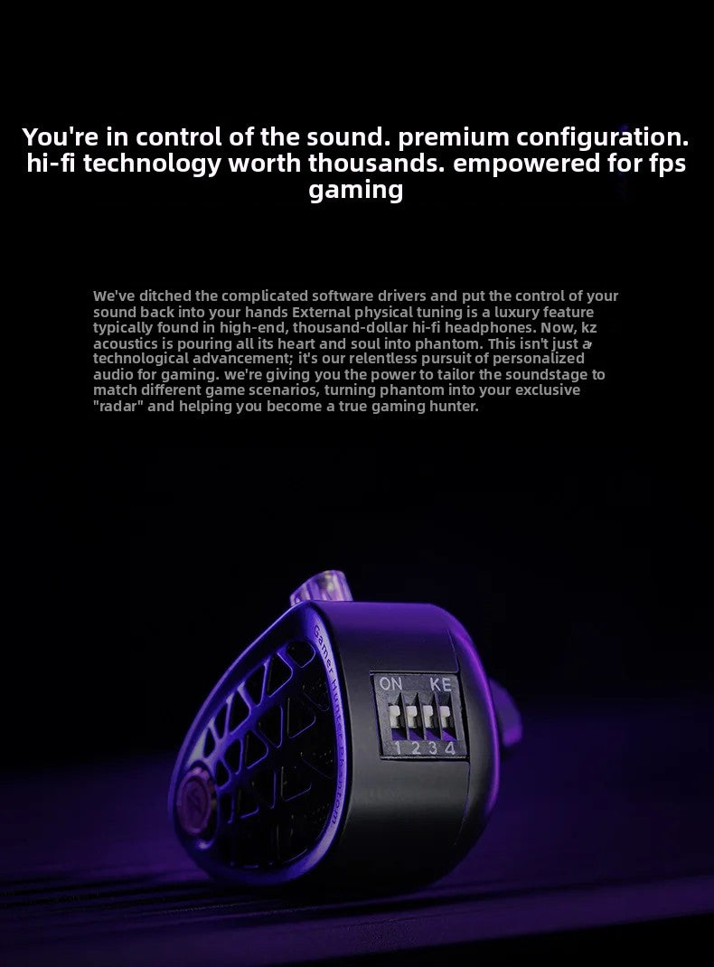KZ Phantom HiFi Gaming Earphones – Professional Wired In-Ear Gaming Headphones with Custom Tuning Switch, DSP Sound Card, High-Fidelity Audio & Competitive Gaming Sound